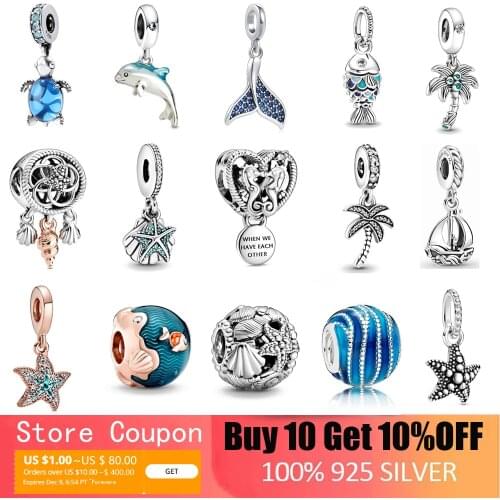 New Murano Glass Sea Turtle Dangle Bead fit Original Pandora Charms Silver 925 Bracelet DIY Women Jewelry summer Collection Gift