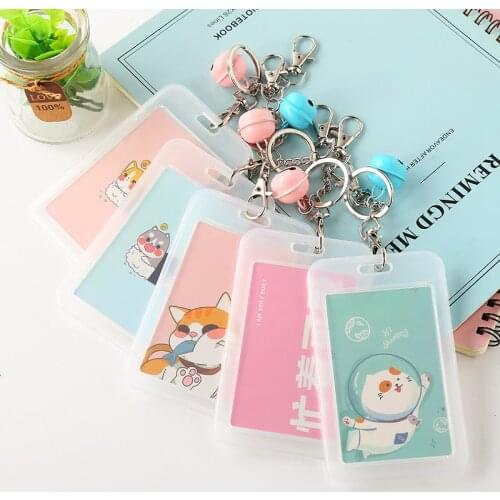 Bank Credit Card Holder Card Cover Cartoon Cute Student Bus ID Card Cover Bag Women Men Keychain Card Case Kids Gift