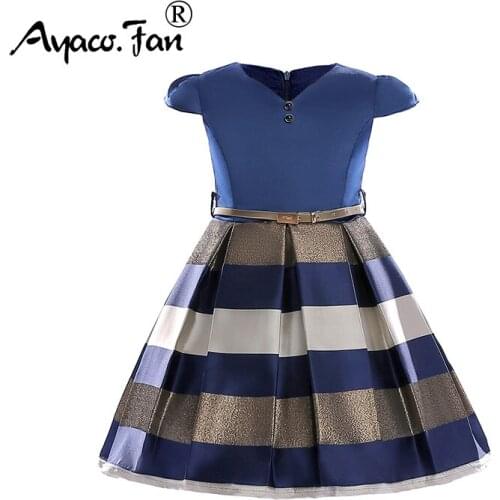 Baby Girls Striped Dress with Belt for Girls Wedding Party Dresses Kids Princess Christmas Dress Costume Children Girls Clothing