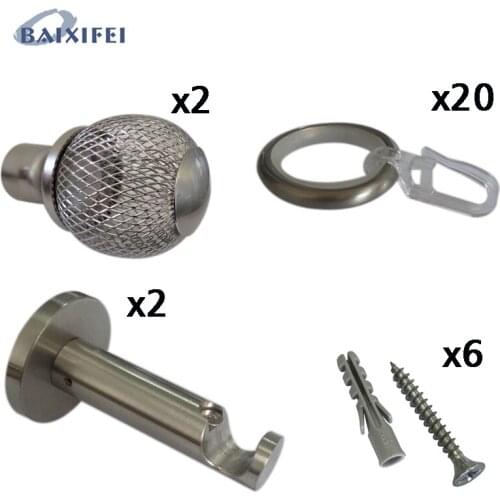 D16mm 2 Pcs Finial + 20 Pcs Rings + 2 Bracket, Curtain Accessories Finials for Window Decoration