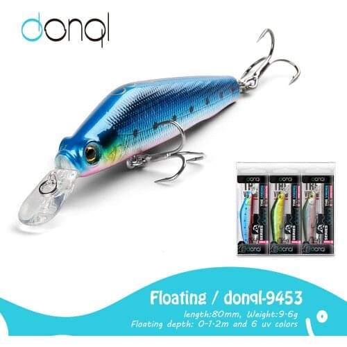DONQL3PC/Set Minnow Fishing Lure 95mm 9.6g Topwater Hard Bait Wobbler Jig Bait Crankbait Carp Striped Bass Floating Lure