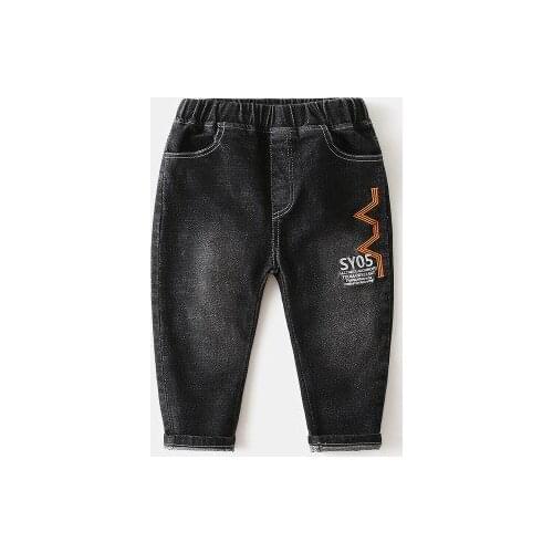 Boys Jeans 2021 Spring and Autumn Baby Denim Pants Childrens Clothing Denim Trousers Korean Letter Embroidered Fashion Jeans