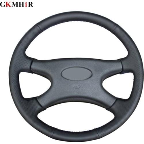 GKMHiR DIY Hand-stitched Black Artificial Leather Car Steering Wheel Cover for Lada Niva 2006-2017 2107 1997-2012