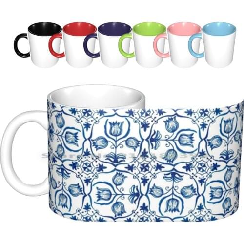 Delft Blue Tulips Ceramic Mugs Coffee Cups Milk Tea Mug Delft Blue Tulips Tulips Blue White Dutch Netherlands Folk Delft