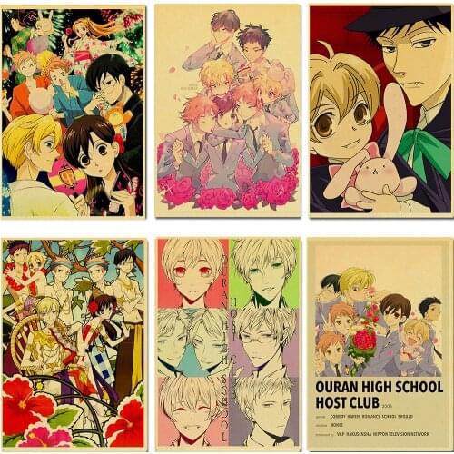 Japanese anime Ouran High School Host Club Retro Kraft Paper Poster Bar Room Decoration Painting Art Wall Sticker Picture