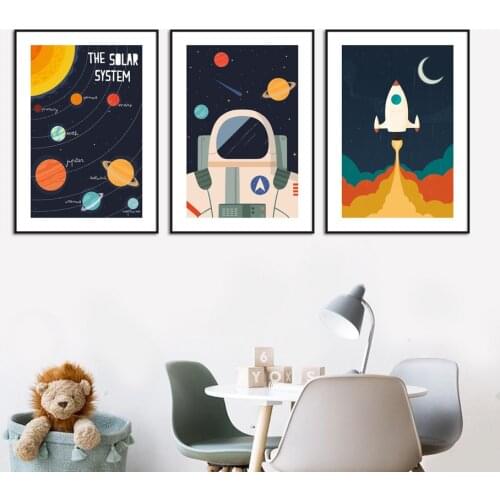 Space Astronaut Planet Rocket Milky Way Wall Art Print paper Canvas Painting Nordic Poster Wall Pictures For Living Room Decor