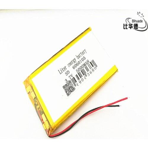 2pcs/loLiter energy battery Good Qulity 3.7V,5000mAH,6060105 Polymer lithium ion / Li-ion battery for TOY,POWER BANK,GPS,mp3,mp4
