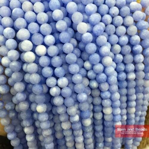 Wholesale Natural Stone Dull Polish Matte Blue White Jadee Beads 6MM 8MM 10MM 12MM For Bracelet Necklace Making SBJ31