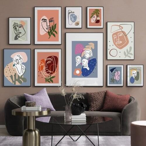 Minimalist Lady Figure Leaves Abstract Wall Art Canvas Painting Nordic Posters And Prints Wall Pictures For Living Room Decor