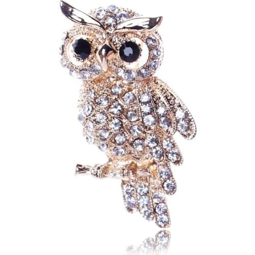 Fashionable and simple inlaid with drill an owl brooch suit and accessories silk scarf pin hot sell