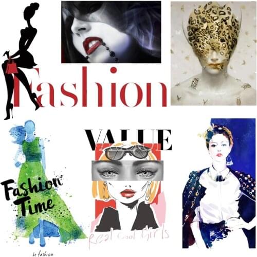 Fashion Girl Iron-on Transfers For Clothing Beautiful Girl Heat Transfer For Clothes Thermal Stickers on Clothes Ironing Patches