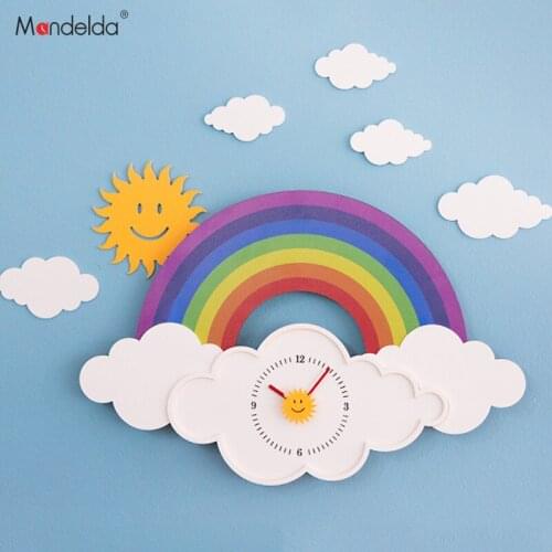Modern Design Nordic Wall Clock Colorful Kids Wall Clock for Children Room Unusual Unique Gift Wall Art Decor Horloge Mural