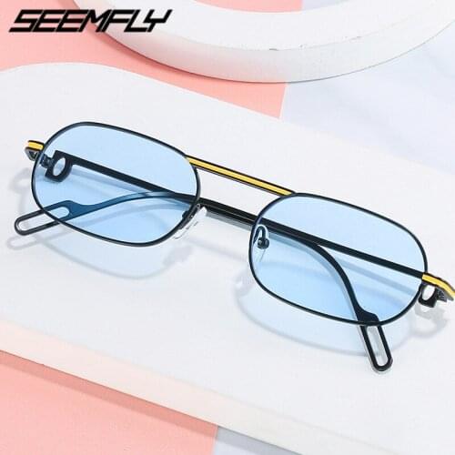 Seemfly Fashion Small Frame Sunglasses Women Men Metal Mirror Sun Glasses Female Ocean Lens UV400 Shades Oculos De Sol Feminino