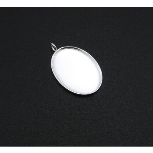 5Pcs 13x18MM Oval Pendant Settings Silver Plated Stainless Steel Bezel for Resin DIY Supplies 1421164