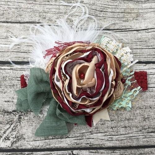 Free Shipping Big Burned Flower Girl Headband Kids Hair Accessories Photo Prop