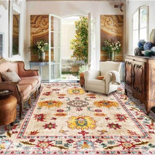 Retro American Country Style Area Rugs Rural Flower Bedroom Living Room Anti-Slip Floor Mat Kitchen Hallway Bathroom Door Carpet