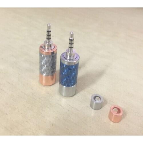 Rhodium Plated Blue Carbon Shell 2.5mm 4poles TRRS Plug DIY adapter For Astell & Kern AK380 AK240 AK100i II AK70 4pcs
