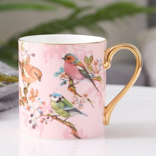 Luxury Gold Totems Mosaic Geometric Flamingo Ceramic Coffee Mug Coffee Cup Gold Breakfast Milk Water Cup Couple Creative Gifts