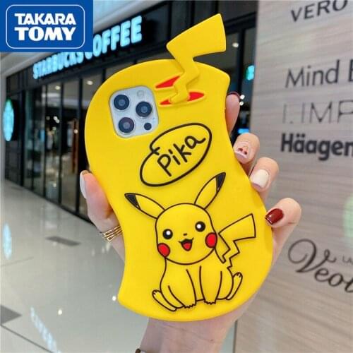TAKARA TOMY Pokemon Pikachu Cartoon Silicone Phone Case for IPhone 6S/X/XR/XS/XSMAX/11/12Pro Phone Couple Case Cover