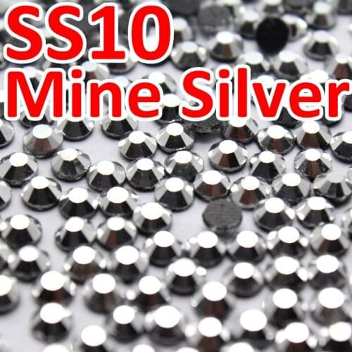 SS10 2.7-2.8mm,1440pcs/Bag Silver Hematite DMC HotFix FlatBack Rhinestone,DIY Hot Fix iron-on transfer garment crystal stone