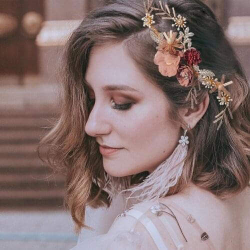 ZMHP190 Flower Headband Bridal Tiaras Hair Jewelry Western Wedding Fashion Headdress Floral Pearl Hair Accessories