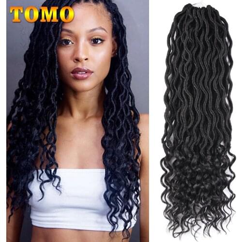 TOMO Goddess Locs Crochet Braids Hair 20Inch Curly Faux Locs Crochet Hair For Black Women Ombre Synthetic Soft Locs Hair 24Roots