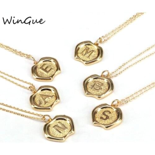 Trendy 26 Letters Pendant Necklace For Women Men Alphabet Necklace 45cm Gold Link Chain Necklace