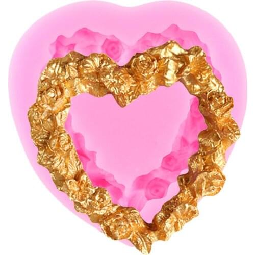 Heart Shaped Wreath Silicone Mold Wedding Rose Love Chocolate Fondant Molds Cake Decorating Tools Candy Polymer Clay Resin Mould
