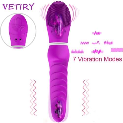 Double Head Vibrator Av Wand Massager Vibrator Waterproof Soft Dildo Vibrator G Spot Clitoris Stimulator Adult Sex Toy for Woman