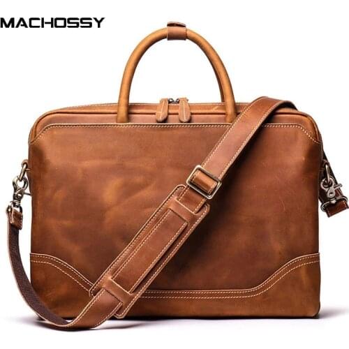 Vintage Leather Mens Bag Genuine Leather Messenger Bag Men Shoulder Bags Male Laptop Briefcase Bag Casual Men Handbag