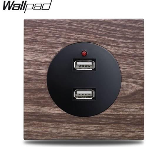Wallpad L6 Double 2 USB Power Charging Ports Wall Socket 2.4A Outlet Aluminum Wood Plate
