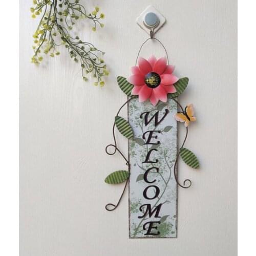 Fence Decoration DIY Sign Board Decorative Welcome Signs WELCOME Listed Nordic Vintage Style Metal Butterfly Wall Hanging