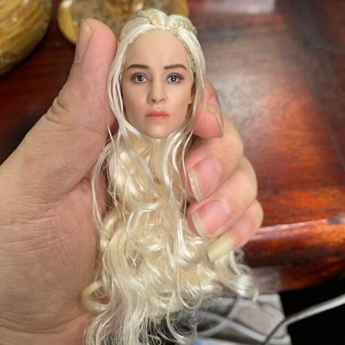 1/6 Emilia Clarke Head Sculpt Golden Long Hair Female Head Carving Fit 12'' Action Figure Body