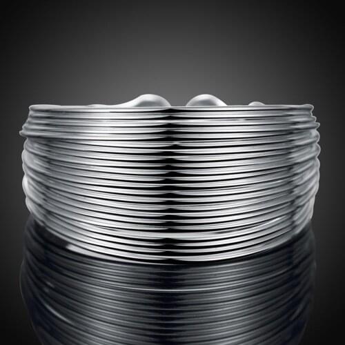 New Simple Design 925 Sterling Silver Rings Multi-Line Around Round Rings Adjustable for Women Men Free Shipping