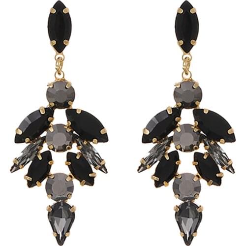 ZHINI 1 Pair New Design Colorful Crystal Stone Dangle Earrings for Women 2020 New Fashion Rhinestone Water Drop Earring Jewelry
