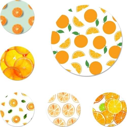 Orange summer fruit Icons Pins Badge Decoration Brooches Metal Badges For Clothes Backpack Decoration 58mm