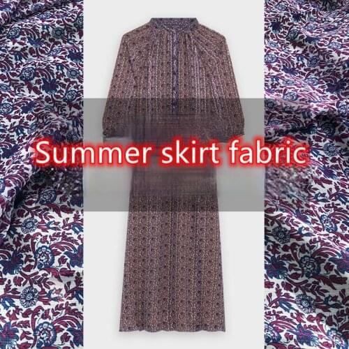 100%Polyester designer fabric for dress spring new European brand soft chiffon flower skirt fabric 145cm*100cm