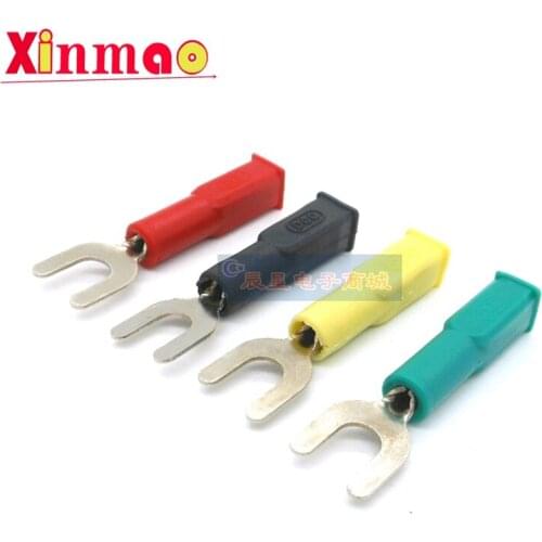 5PCS Pure copper open 6mm DCC power test insert U-shaped connection fork 8mm Jack banana socket adapter terminal