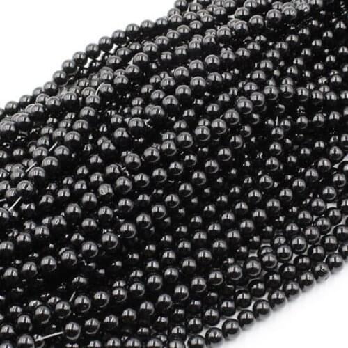 6mm 5strands/lot Black Glass Imitation Pearl Beads Jewelry Round Beads for Bracelet & Necklace Length:Approx 31inch per strand