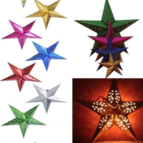60cm 24 inch shiny star Paper lampshade lanterns flower Party Decor Craft For Wedding Decoration colorful