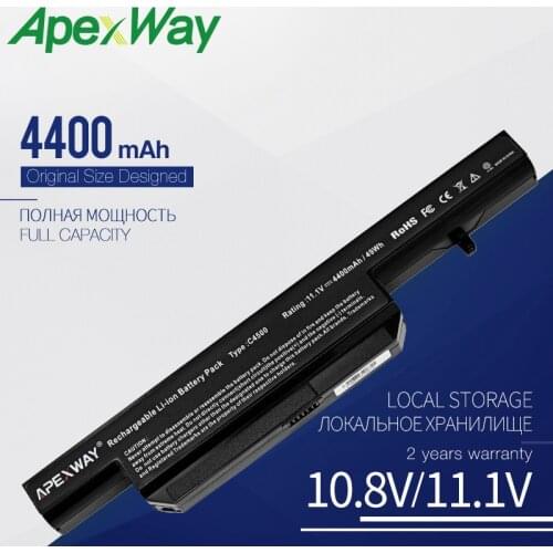 Apexway Laptop Battery for CLEVO C4500BAT-6 C4500BA T6 C4500BAT6 B4100M B4105 B5100M B5130M XESIA E500 A702