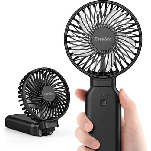 EasyAcc 9000mAh Rechargerable Battery Fan One Touch Power Off USB Desk Fan 9-53 Hours 4 Speeds Strong Winds Personal Cooling Fan
