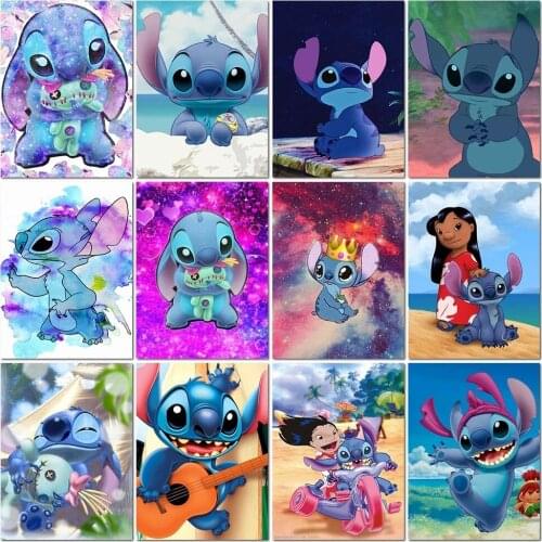 Disney 5D Diamond Painting Cross Stitch Kit Square/Round Diamond Embroidery "Stitch" Cartoon Mosaic Brand Decoration Painting