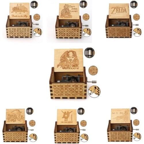 Anonymity wooden Hand-Crafted Jack Sparrow from Pirates of the Caribbean plays melody Davy Jones Music Box