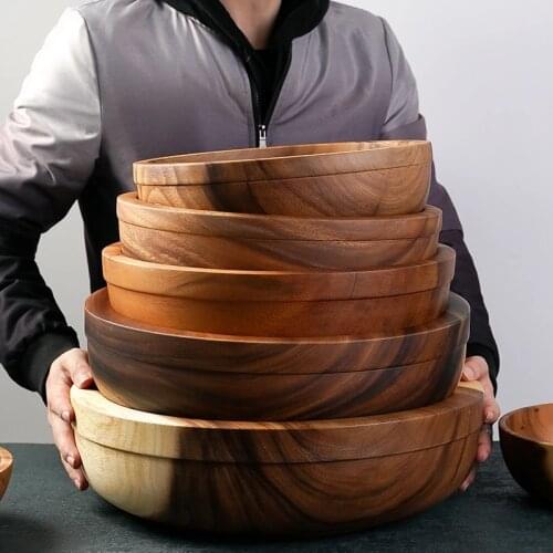 Fruit Salad Bowls Wooden Pan Plate Large Size candy Fruit Dishes Saucer Dessert Dinner Bread Rice Storage Plates