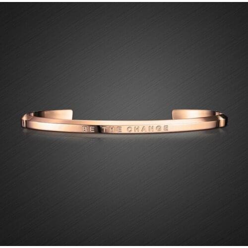 4mm Letters Cuff Open Bracelet Stainless Steel Inspirational Bangle Bracelet for Women Men Friendship Gift Fashion Jewelry