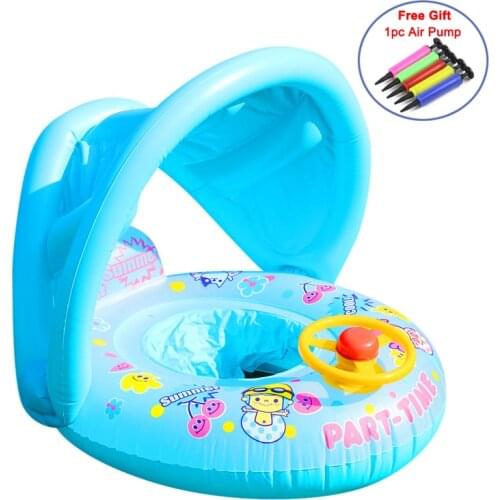 Kids Swimming Circle Swimtrainer Pool Inflatable Buoy Circle Baby Float With Sunshade Sport Swimming Accessories Seat Toys Pool