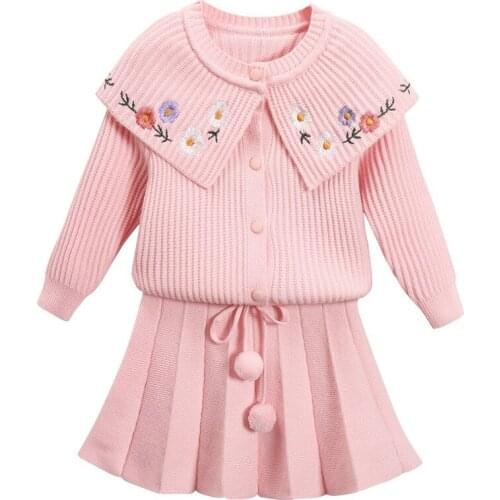 Baby Autumn And Winter Set Clothes For Knitted Costumes For Girls Sweater+Short Skirt Little Girl Clothes Suit Kid 1 2 4 5 6 8 9
