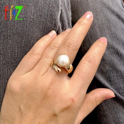 F.J4Z New Hot Finger Rings Fashion Minimalist Jewelry Simulated Pearl Finger Rings Lady Accessories Gifts Dropship