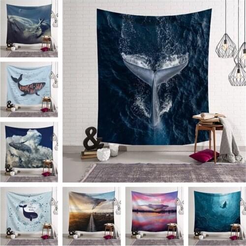 Dolphin Animals Fish Pattern Tapestry Polyester Wall Hanging Throw Home Decor Living Room Beach Towel dorm room blanket Yoga Mat